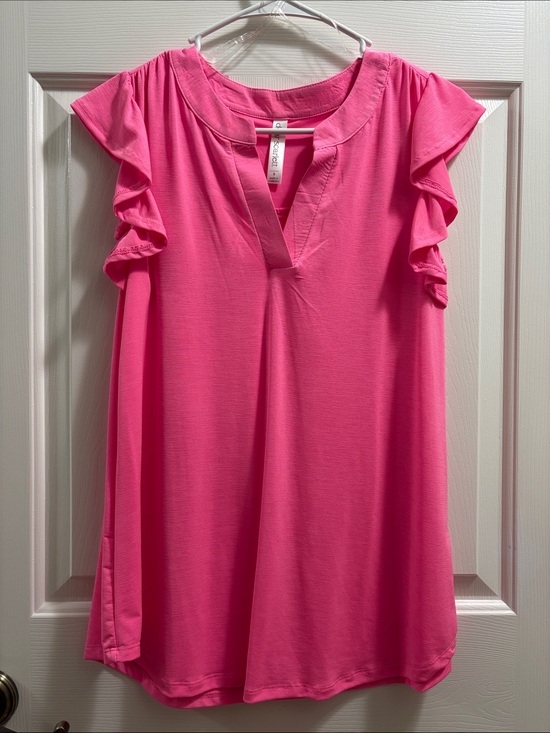 Dear Scarlett Tops - Dear Scarlett Pink Ruffle Sleeve Women’s Top